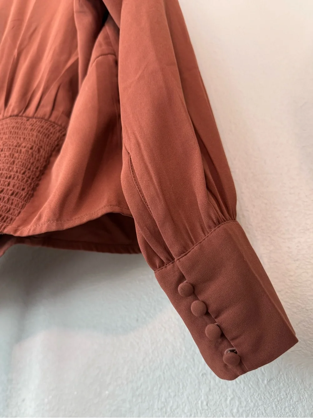 Abercrombie & Fitch NWT Button Front Sweetheart Blouse Rust Brown Women Size XL